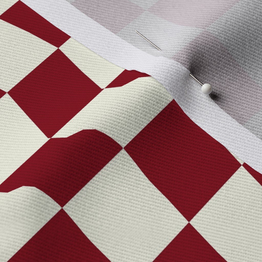 Classic Burgundy and Ivory 1 Inch Check Fabric design fabric