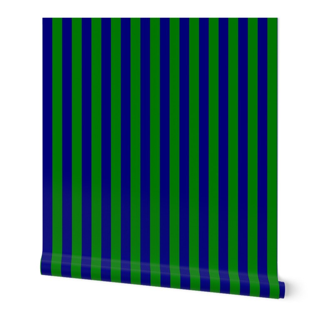 Classic Navy and Green Vertical Stripes Wallpaper 1 inch green stripes wallpaper