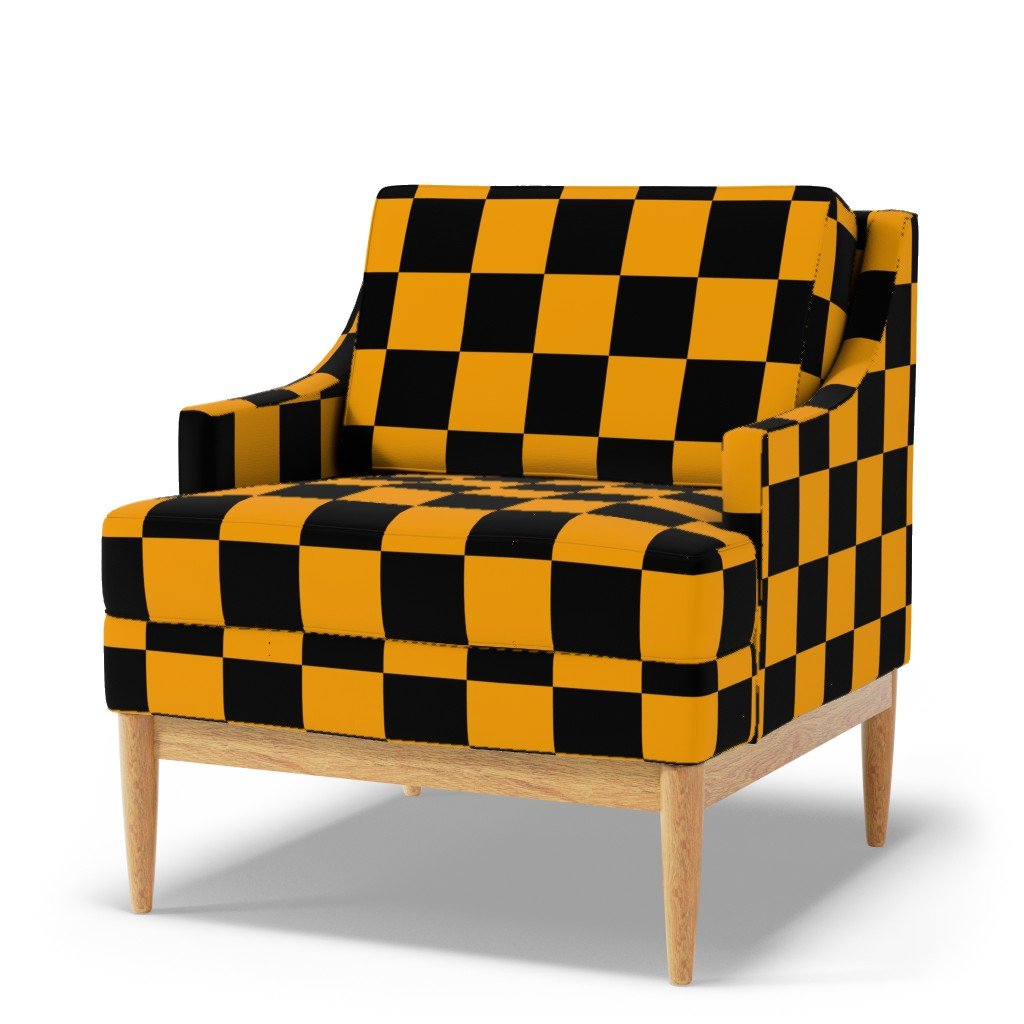 Black and Orange 4 Inch Check Fabric design fabric