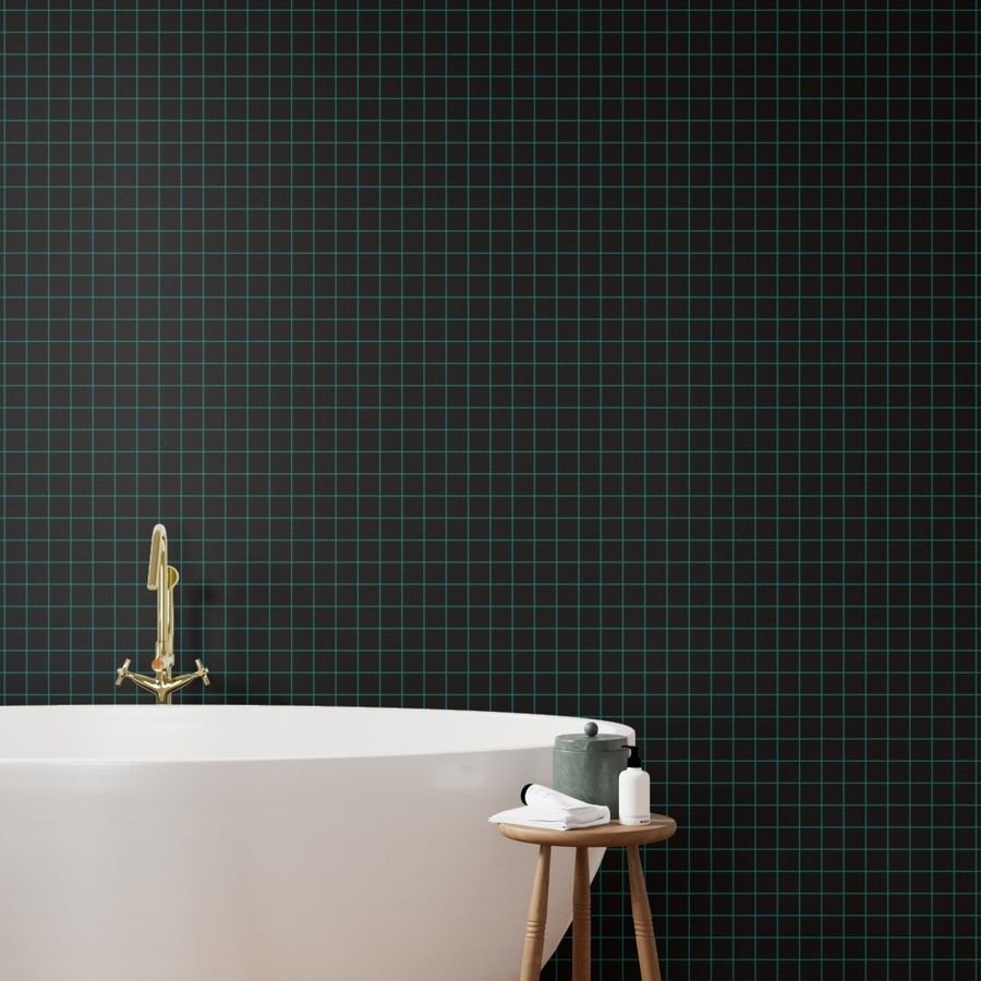 Teal and Black 2 Inch Grid Wallpaper 2 inch grid wallpaper