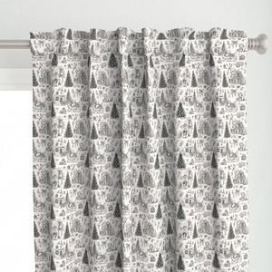 Christmas Cats Toile Black and White Home Styling Collection Home Styling Collection cat pattern curtain design