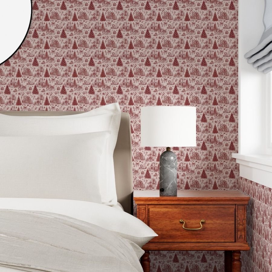 Christmas Cats Toile Christmas Red Wallpaper christmas cats wallpaper