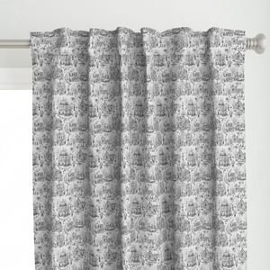 Victorian Christmas Village Toile Black and White Home Decor Collection Interior Collection christmas toile curtain design