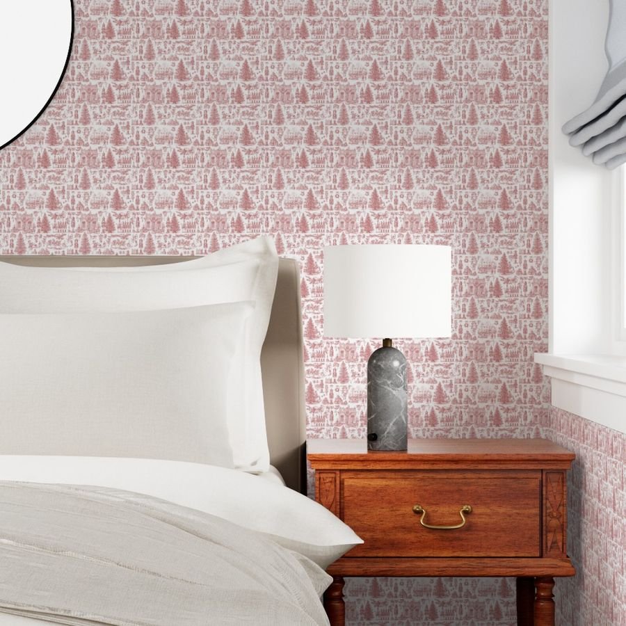 Christmas Nutcracker Toile Christmas Red Wallpaper christmas red wallpaper