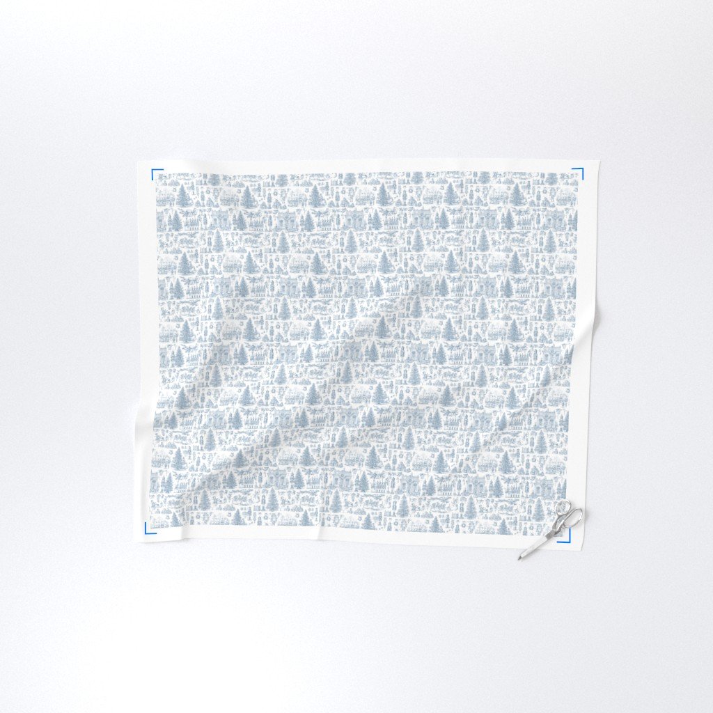 Christmas Nutcracker Toile Blue Fabric design fabric