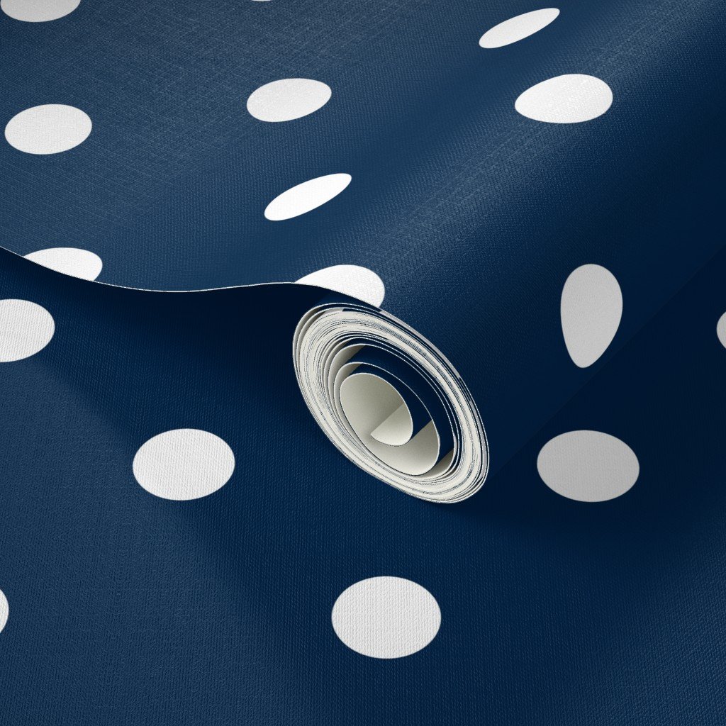 White Polkadots on Sailor Blue Design Collection Home Decor Collection white dots wallpaper