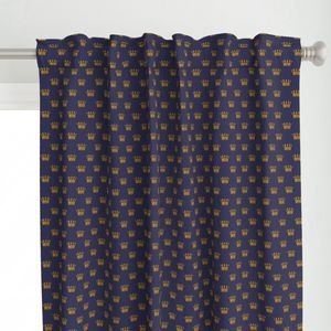 Mini Gold Crowns on Royal Blue Design Collection Interior Collection blue and gold crowns curtain design