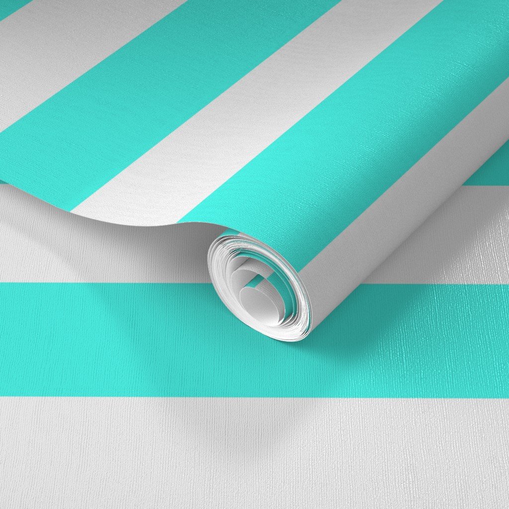 South Beach Art Deco Aqua Horizontal Tent Stripes Florida Colors of Wallpaper art deco wallpaper
