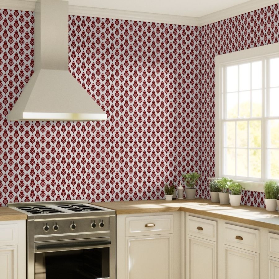 Large Dark Christmas Candy Apple Red Teardrop Ornaments Wallpaper red decorations wallpaper