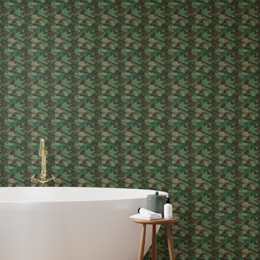 Military Army Green and Khaki Brown Camo Camouflage Print Wallpaper camouflage pattern wallpaper