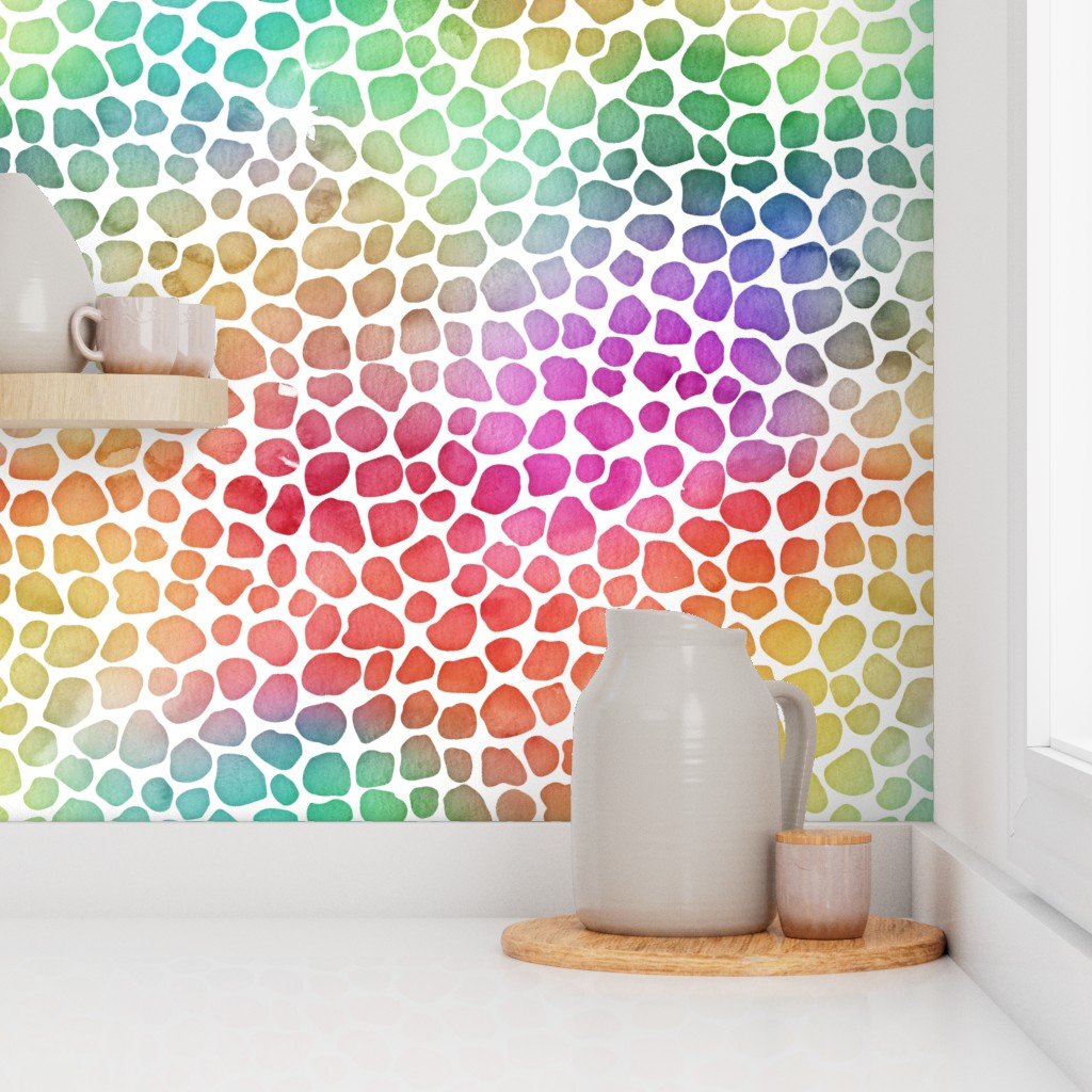 Rainbow Bright Pastel Mosaic Watercolor Spots Wallpaper pastel mosaic wallpaper