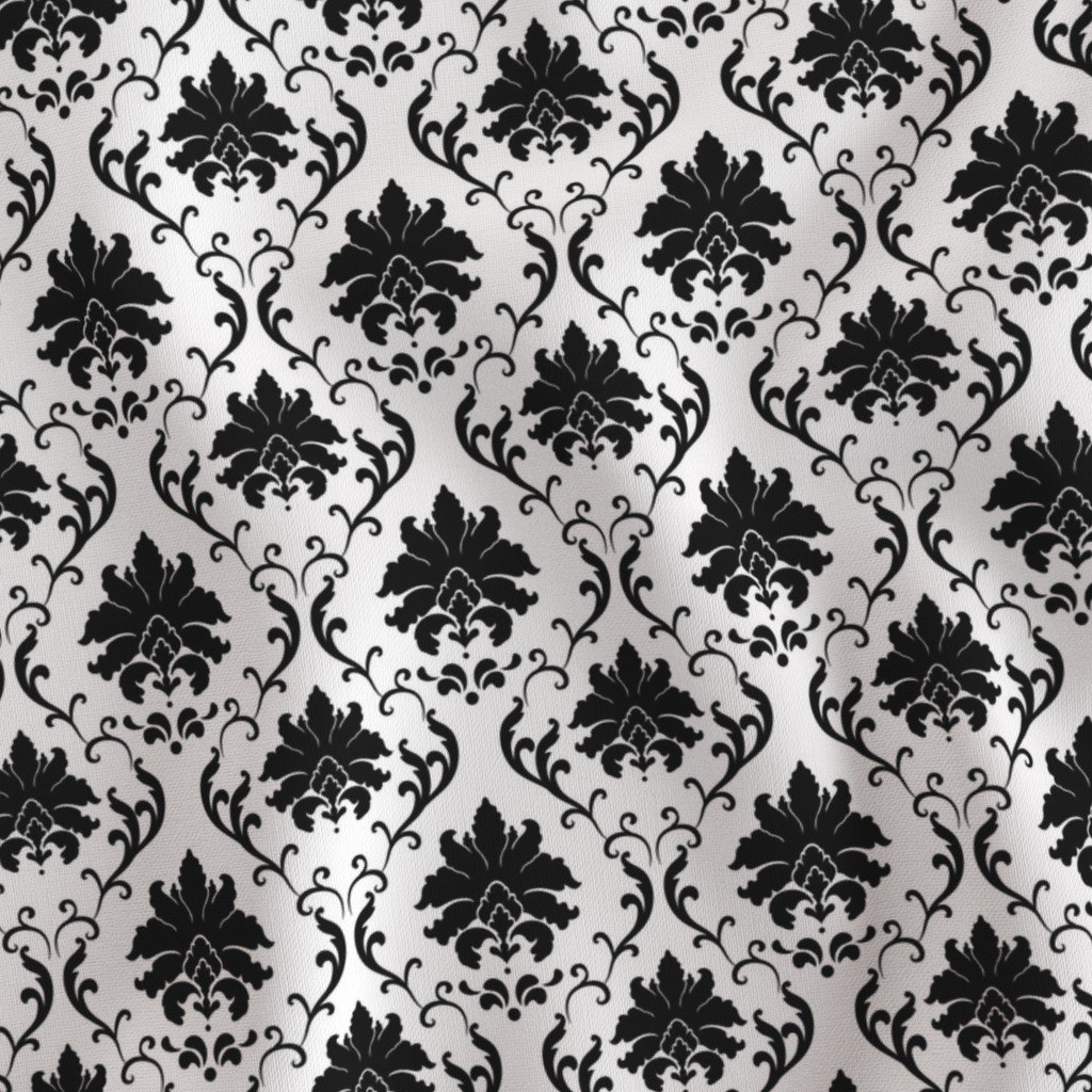 Black on White Jumbo Fleur Damask Motif Fabric design fabric