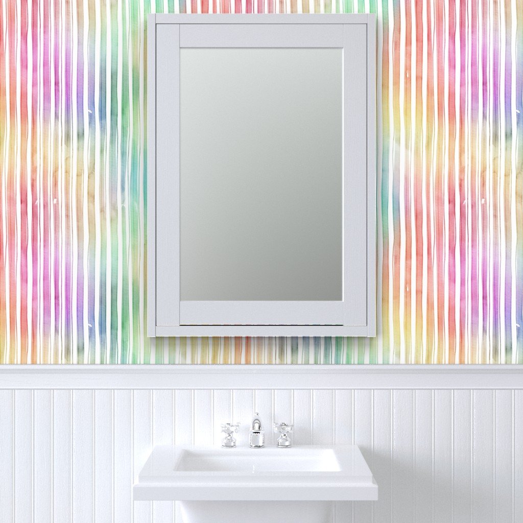 Bright Pastel Watercolor Vertical Stripes and Lines Wallpaper pastel stripes wallpaper
