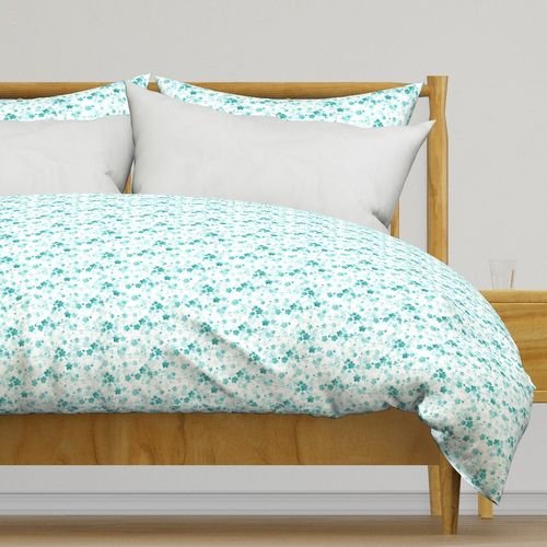 Bright Aqua Blue Pastel Watercolor Cherry Blossom Flowers and Vines Home Styling Collection Interior Collection pastel flowers duvet cover design