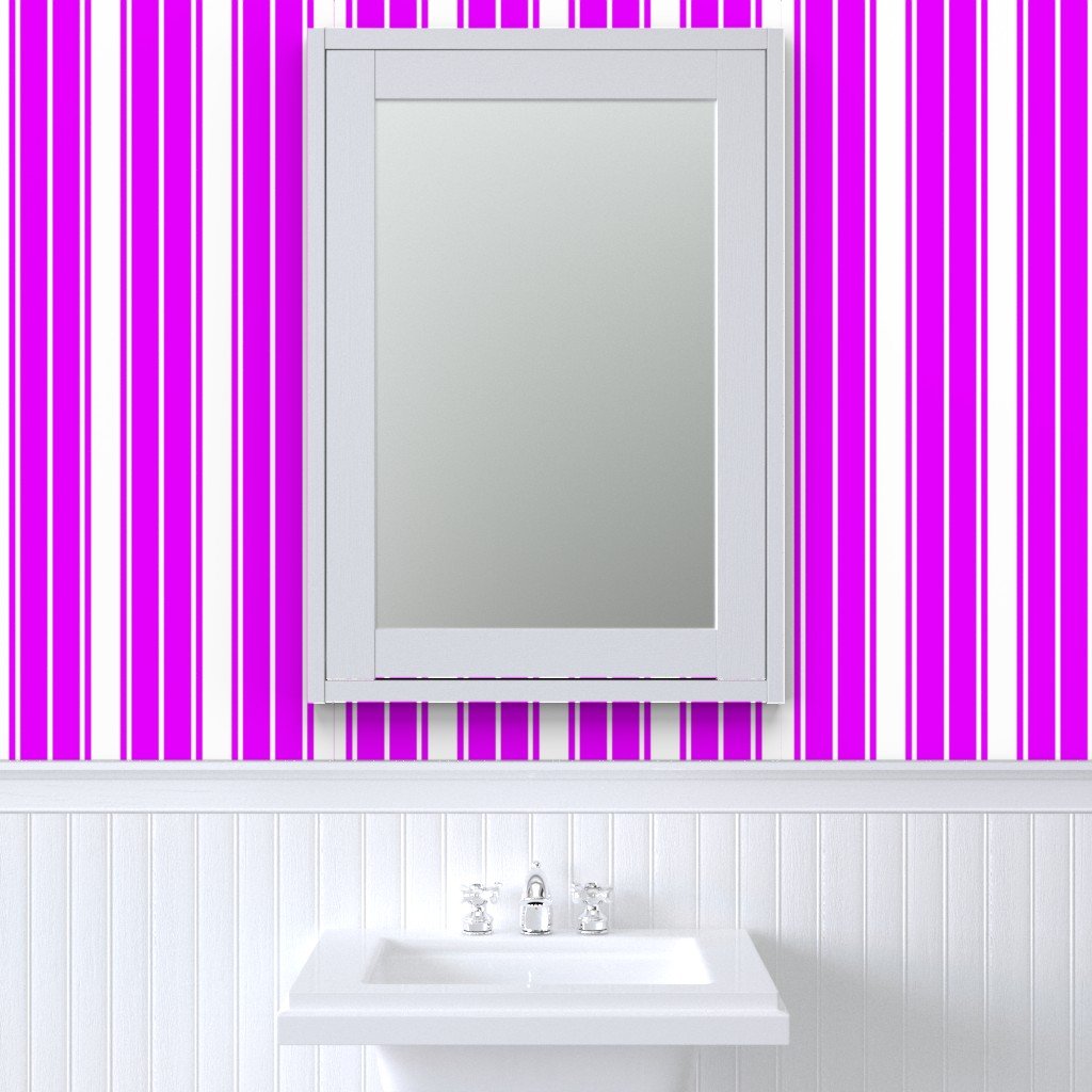 Orlando Orchid and White Vertical French Stripe Wallpaper orlando orchid white wallpaper