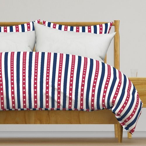USA Flag Colors of Red White and Blue with Stars in Alternating 1 Inch Home Styling Collection Home Styling Collection stars stripes duvet cover design