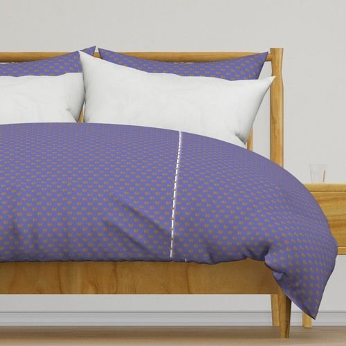 Faux Metallic gold Foil Crowns on Periwinkle Blue Color of the Year Interior Collection Design Collection color of the year duvet cover design