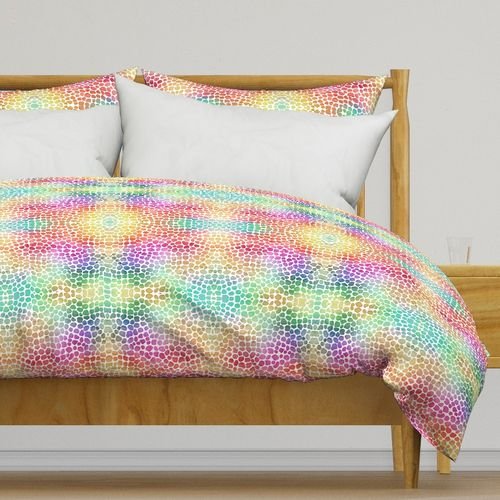 Rainbow Bright Pastel Mosaic Watercolor Spots in Mirror Repeat Decor Collection Home Styling Collection mosaic dots duvet cover design