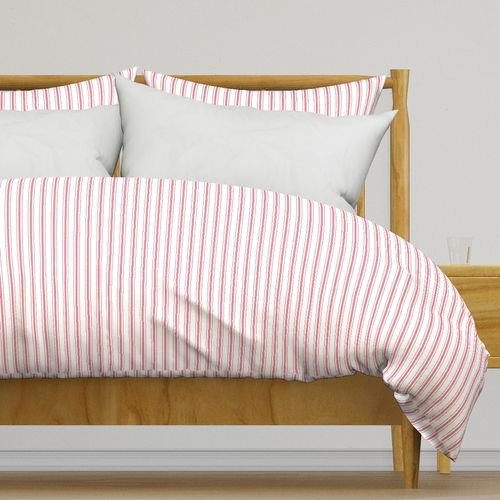 Small Vertical Nantucket Red Mattress Ticking Stripes on White Decor Collection Design Collection mattress ticking duvet cover design