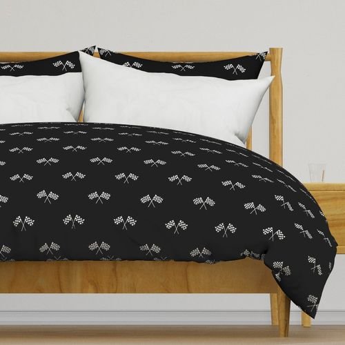 Small Black and White Classic Chequered Flags on Black Design Collection Design Collection classic black white duvet cover design