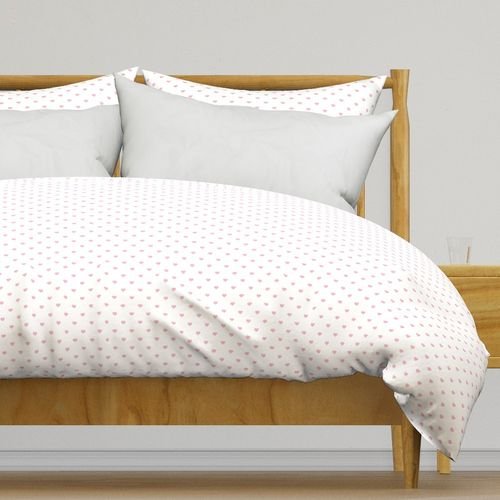 Mini Cotton Candy Pink Valentines Polkadot Love Hearts on White Background Home Decor Collection Home Decor Collection cotton candy white duvet cover design
