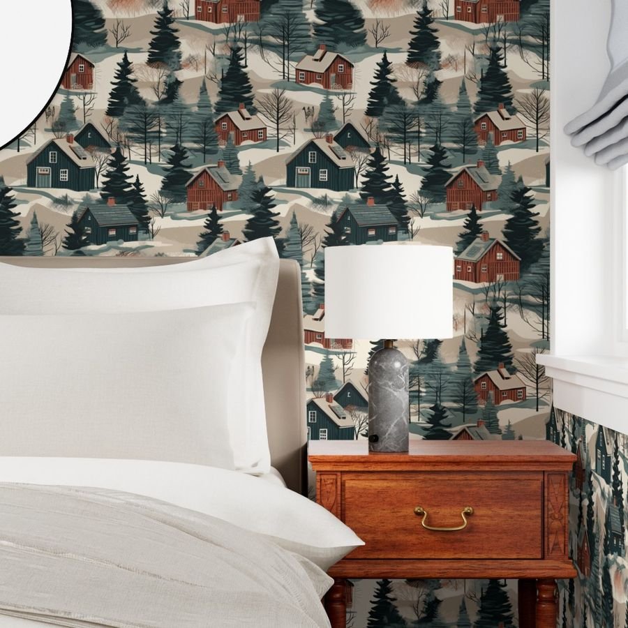 Montana Winter Cabins Montana with Evergreens Wallpaper montana winter cabin wallpaper