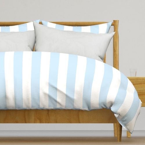 Merry Bright Pastel Blue and White Vertical 3 inch Big Top Circus Stripe Design Collection Decor Collection blue stripes duvet cover design