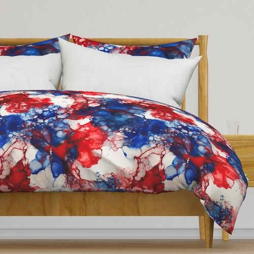 Red White and Blue Alcohol Ink American Patriotic Flag Colors Alcohol Ink Design Collection Home Styling Collection flag colors duvet cover design
