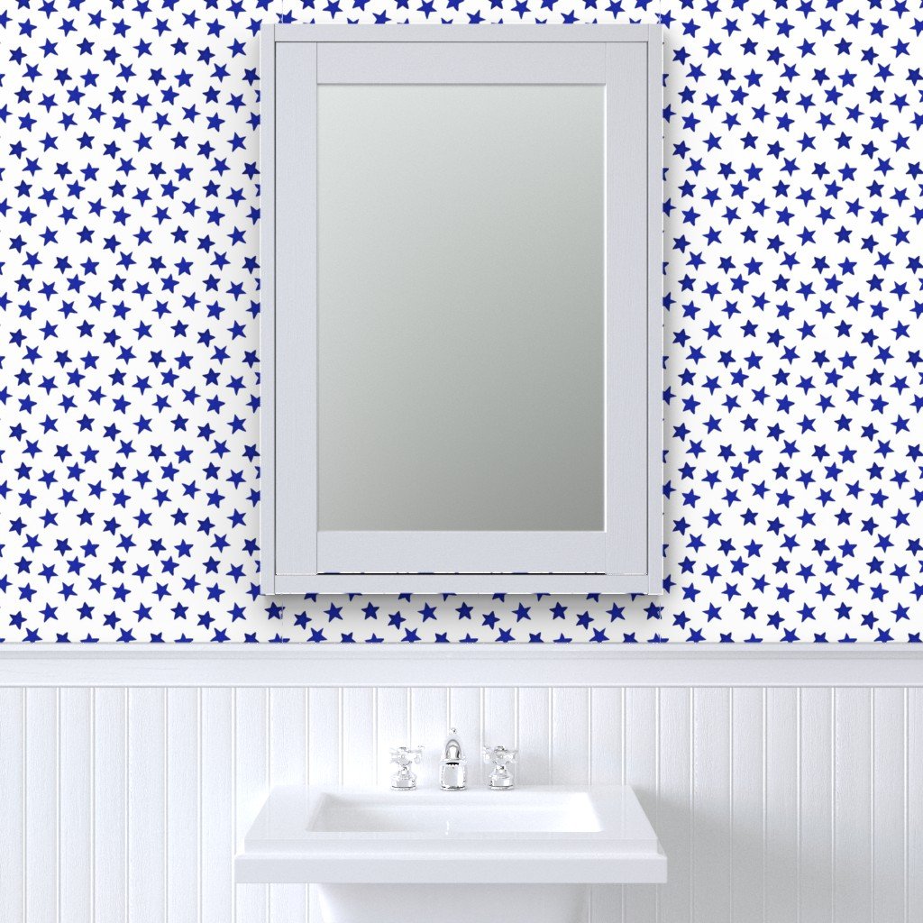 Faded Royal Blue Christmas Stars on White Wallpaper faded royal blue wallpaper