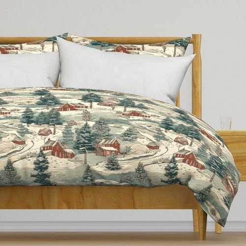 Small Montana Winter Cabins Montana with Evergreens Design Collection Home Decor Collection montana winter cabin duvet cover design