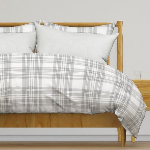 Ash Grey Cool Large Traditional Tartan Plaid Pattern Home Styling Collection Design Collection ash duvet cover design