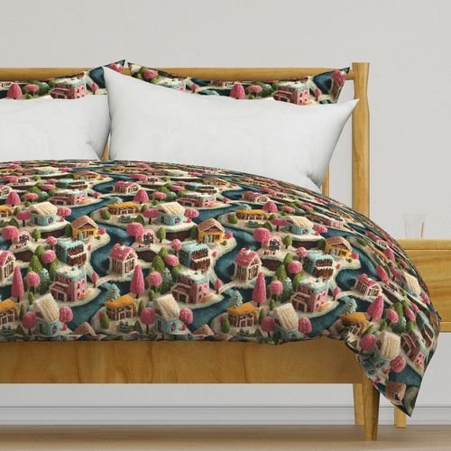 Whimsical Crocheted Christmas Candy Land Village Home Styling Collection Home Decor Collection cozy duvet cover design