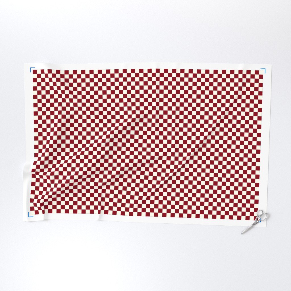 Classic Burgundy and Ivory 1 Inch Check Fabric design fabric