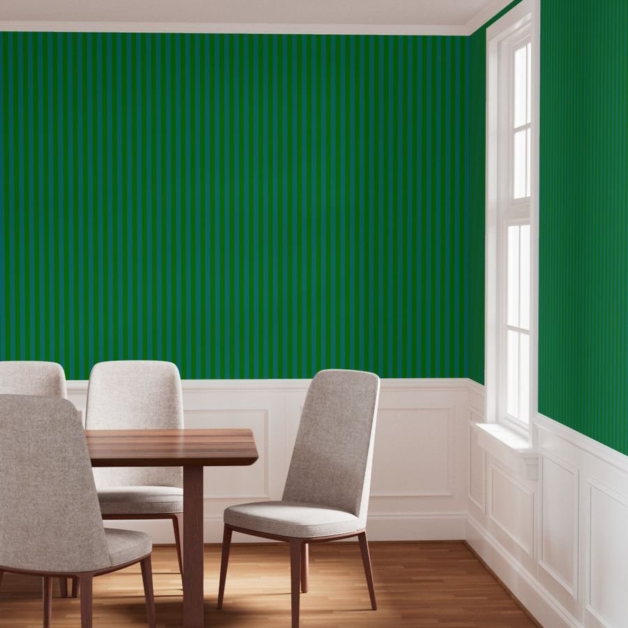 Classic Green and Teal 1 Inch Vertical Stripes Wallpaper cool tone green wallpaper