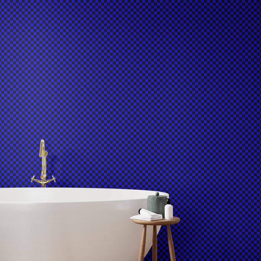 Black and Blue 1 Inch Check Wallpaper black and blue check wallpaper