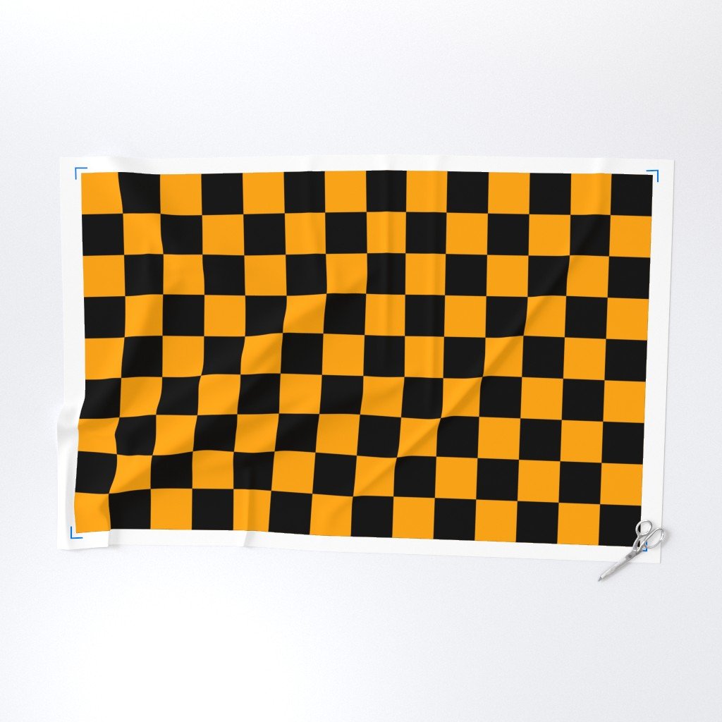 Black and Orange 4 Inch Check Fabric design fabric