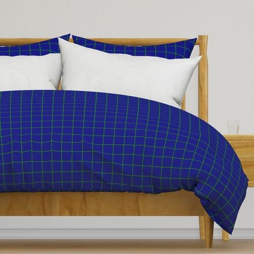 Green and Navy 2 Inch Grid Home Styling Collection Home Styling Collection cool tone duvet cover design