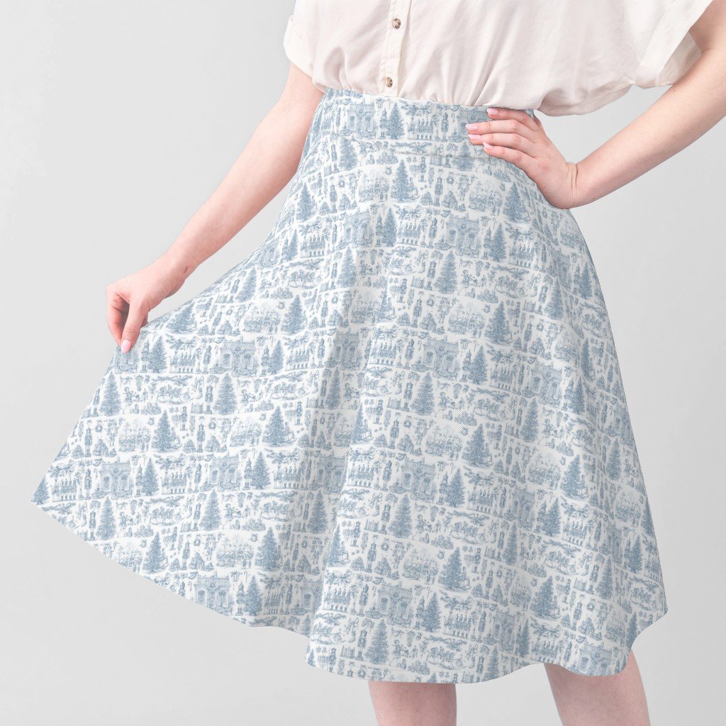 Christmas Nutcracker Toile Blue Fabric design fabric