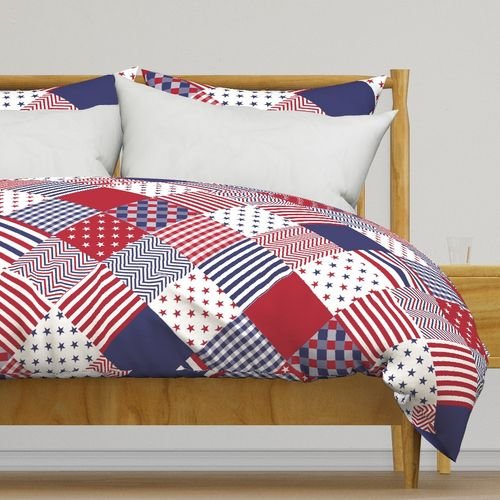 USA Americana Patchwork Red White & Blue Quilt Patterns Decor Collection Interior Collection cheater quilt duvet cover design