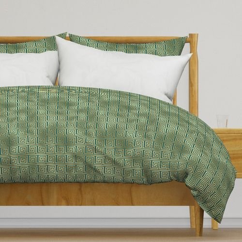 Teal and Faux Gold Foil Vintage Art Deco Greek Key Pattern Interior Collection Interior Collection greek key duvet cover design