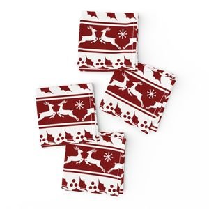 Large Dark Christmas Candy Apple Red Nordic Reindeer Stripe in White Design Collection Home Styling Collection nordic stripe napkins design