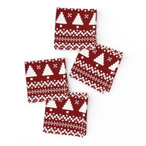 Large Dark Christmas Candy Apple Red Nordic Reindeer Stripe in White Home Decor Collection Interior Collection nordic stripe napkins design
