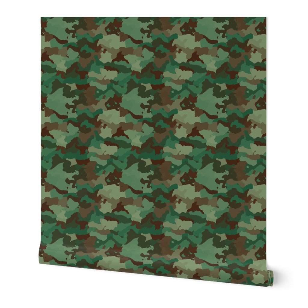 Military Army Green and Khaki Brown Camo Camouflage Print Wallpaper camouflage print wallpaper