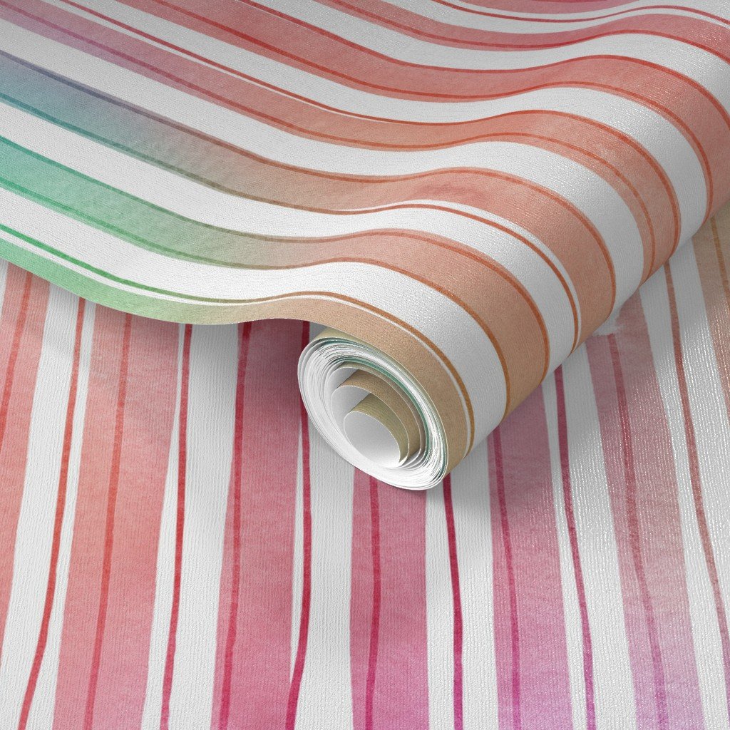 Bright Pastel Watercolor Vertical Stripes and Lines Wallpaper rainbow brights wallpaper