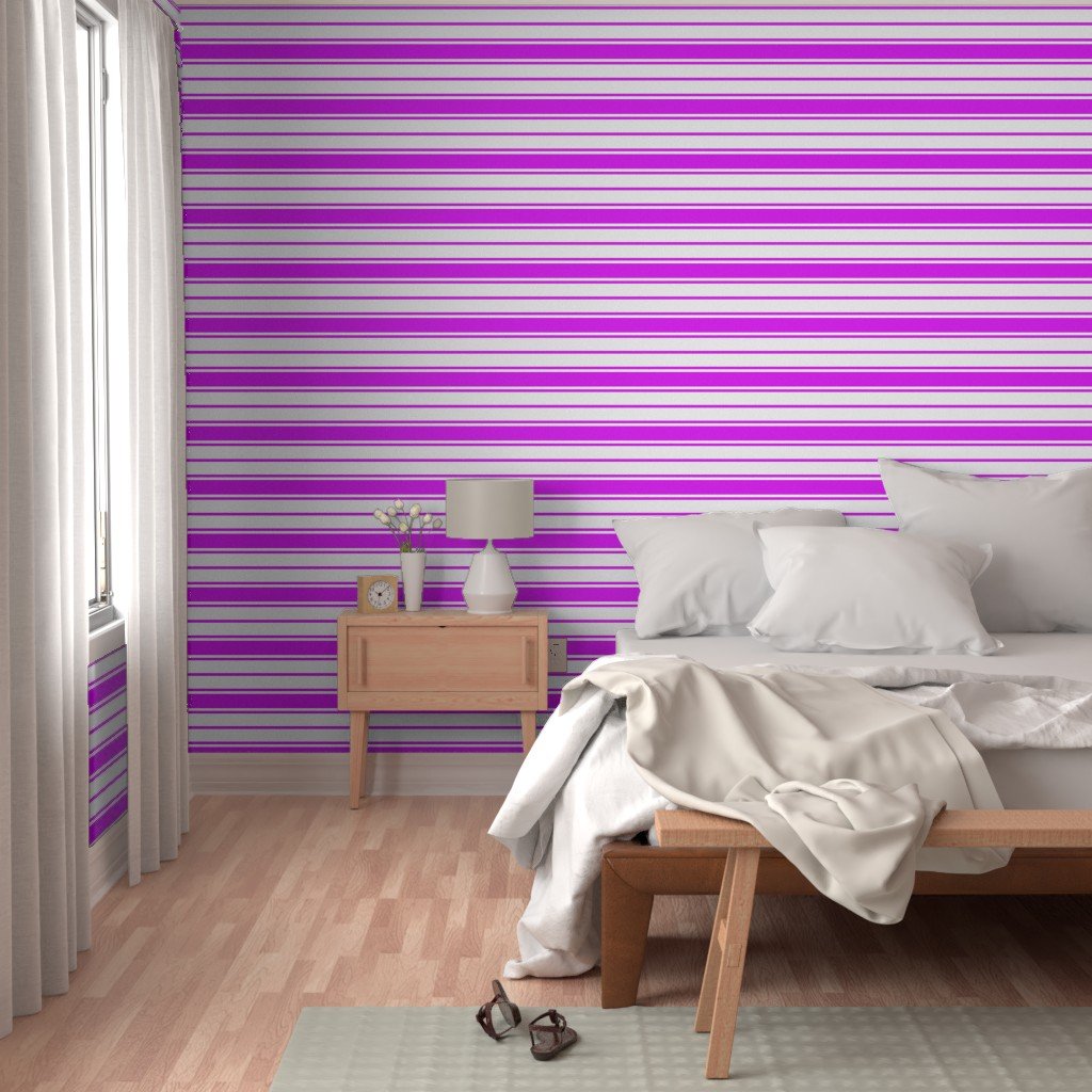 Orlando Orchid and White Horizontal French Stripe Wallpaper orlando orchid white wallpaper