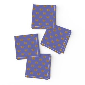 Faux Metallic gold Foil Crowns on Periwinkle Blue Color of the Year Interior Collection Design Collection faux gold crowns napkins design
