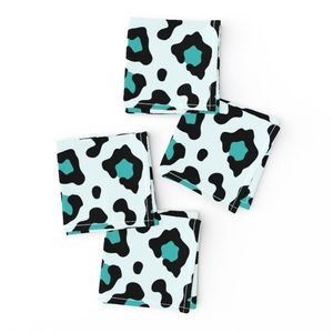Jumbo Leopard Spots Animal Repeat Pattern Print in Turquoise Blue and Black Decor Collection Home Styling Collection leopard animal napkins design