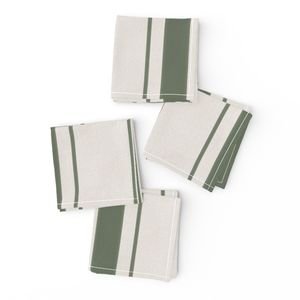 Leaf Green Antique Vintage Mattress Ticking Stripe on Cream Decor Collection Home Decor Collection green and cream napkins design