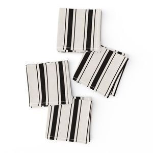 Small Coal Black Antique Vintage Mattress Ticking Stripe on Cream Interior Collection Home Styling Collection black stripes napkins design