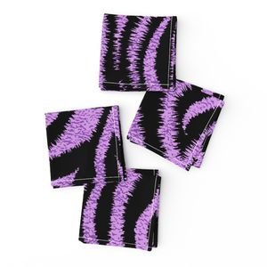 Textured Animal Striped Tiger Fur in Bold Purple Lavender and Black Design Collection Home Decor Collection purple lavender blac napkins design